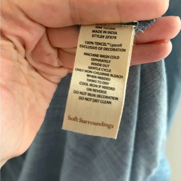 Soft Surroundings Heavily Beaded Embroidered Tencel Duster Coat - Indigo, Large - Picture 12 of 12